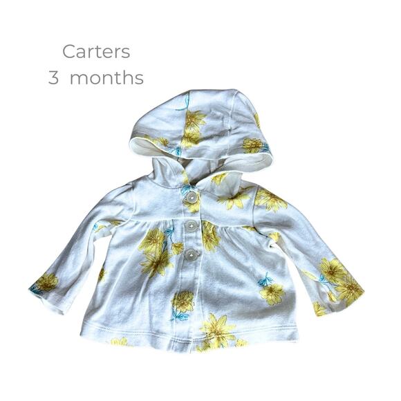 Carter’s Baby Girl Floral Hoodie Jacket White/Yellow/Blue Size 3M - Picture 1 of 5